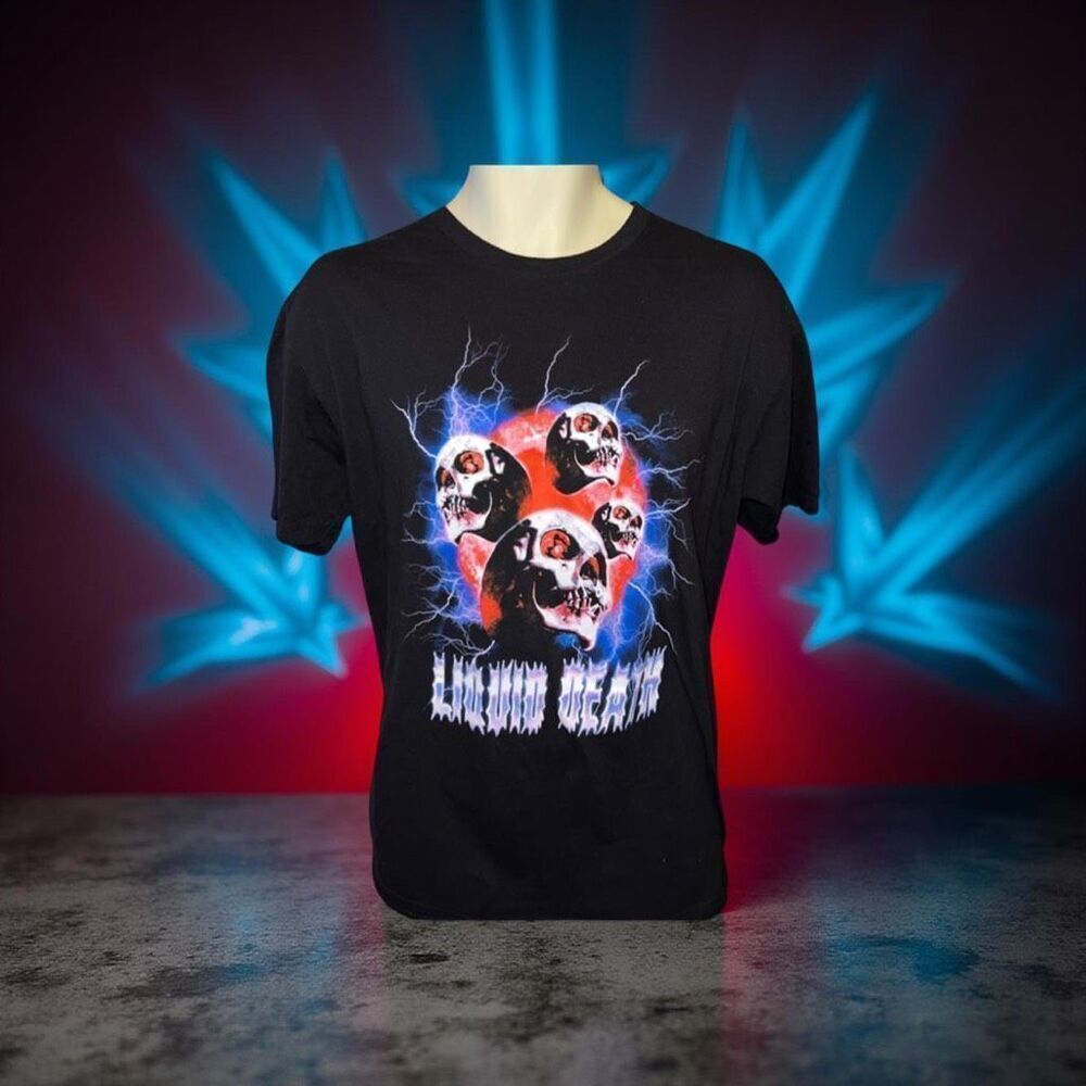 Unisex Liquid Death Ride The Lightning Black T Shirt Size XL #2